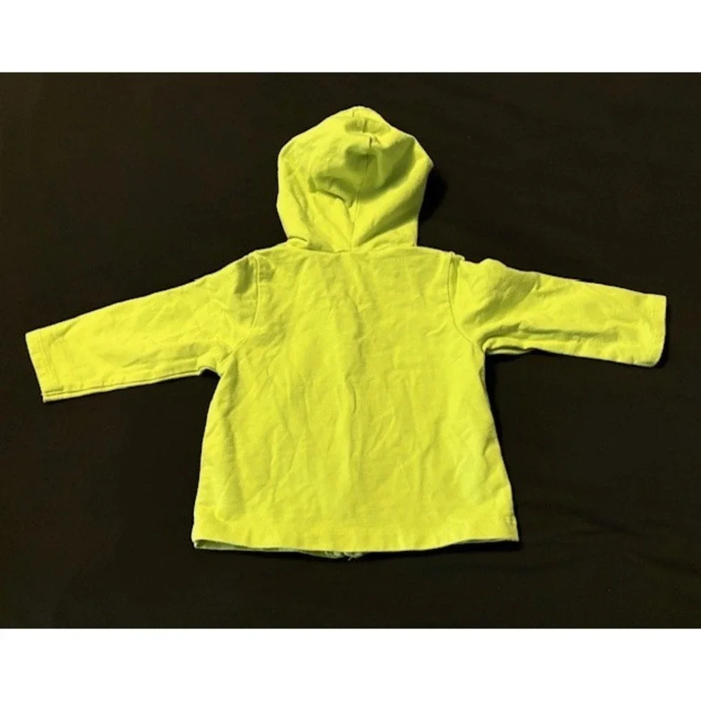 Gap factory hooded zip up sweatshirt, size 6-12 months, bright yellow/green
